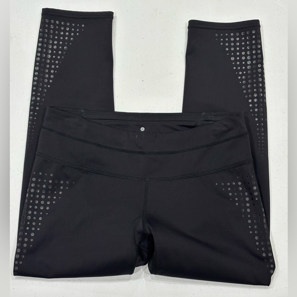 Athleta Black Sonar Gel Dot Athleisure Performance Leggings, Cropped, Small